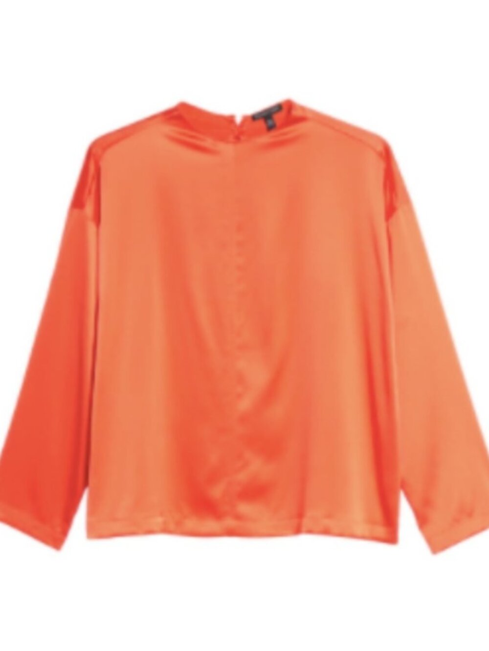 Eileen Fisher Silk Funnel Neck Box Top, Size XL, Red Lory, NwT